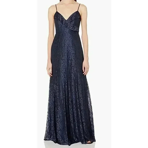 Jenny Yoo Women's Waverly Lace Gown, Navy, 2 - Picture 1 of 2